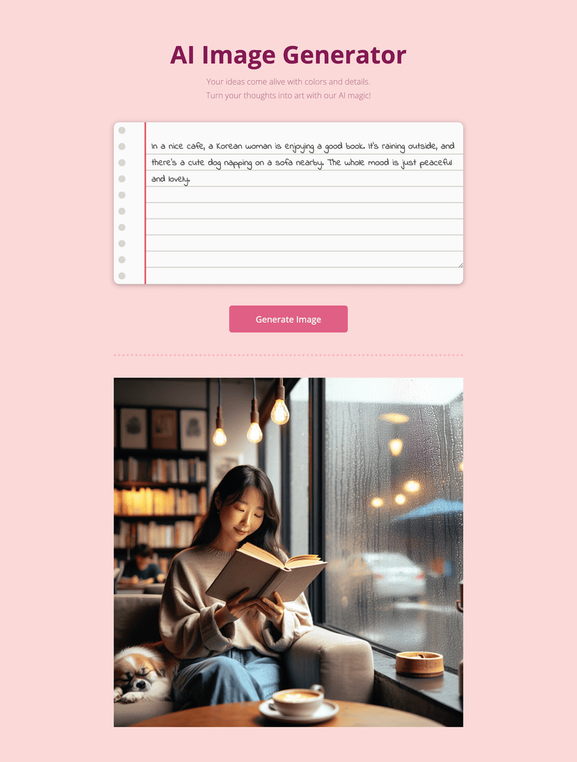 Screenshot of the project AI Image Generator